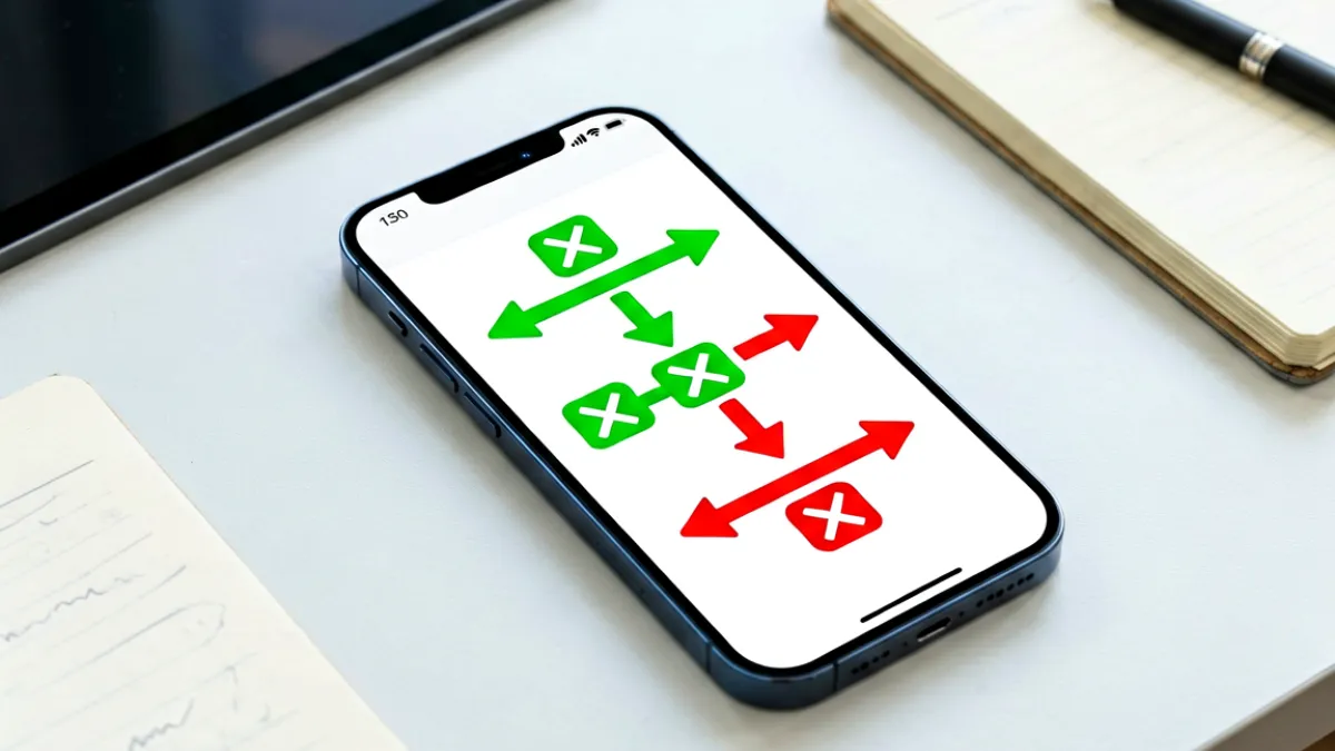 手机屏幕显示内容审核流程图，绿色通过路径和红色拒绝路径分别指向不同结果，界面简洁直观